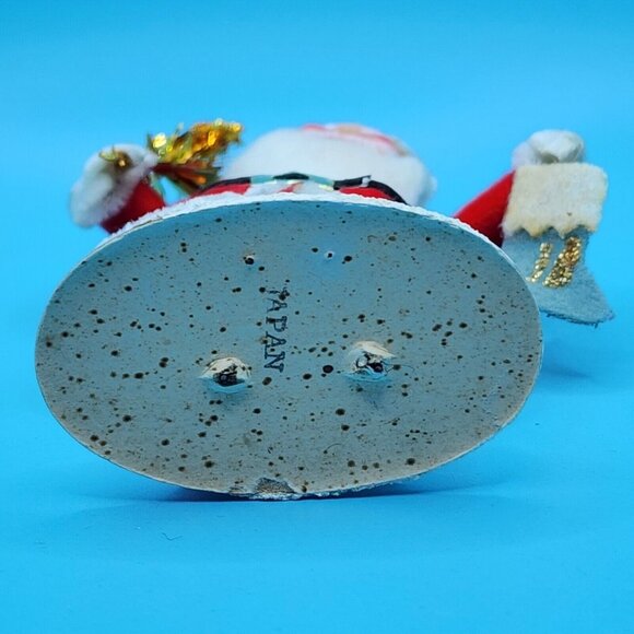 1950s Santa Claus Figure Celluloid Face Felt Suit Tinsel Bottle Brush Tree Japan - Picture 9 of 9